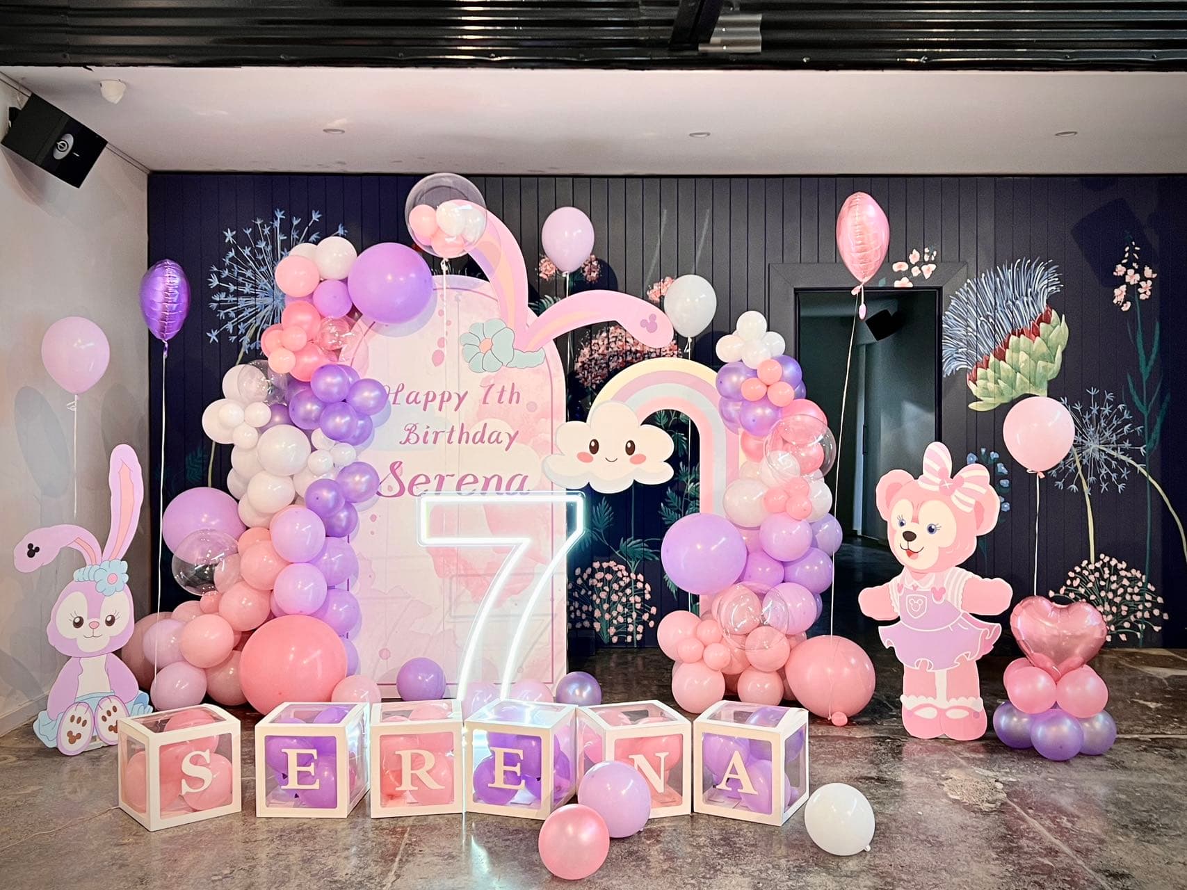Pink bunny themed 7th birthday