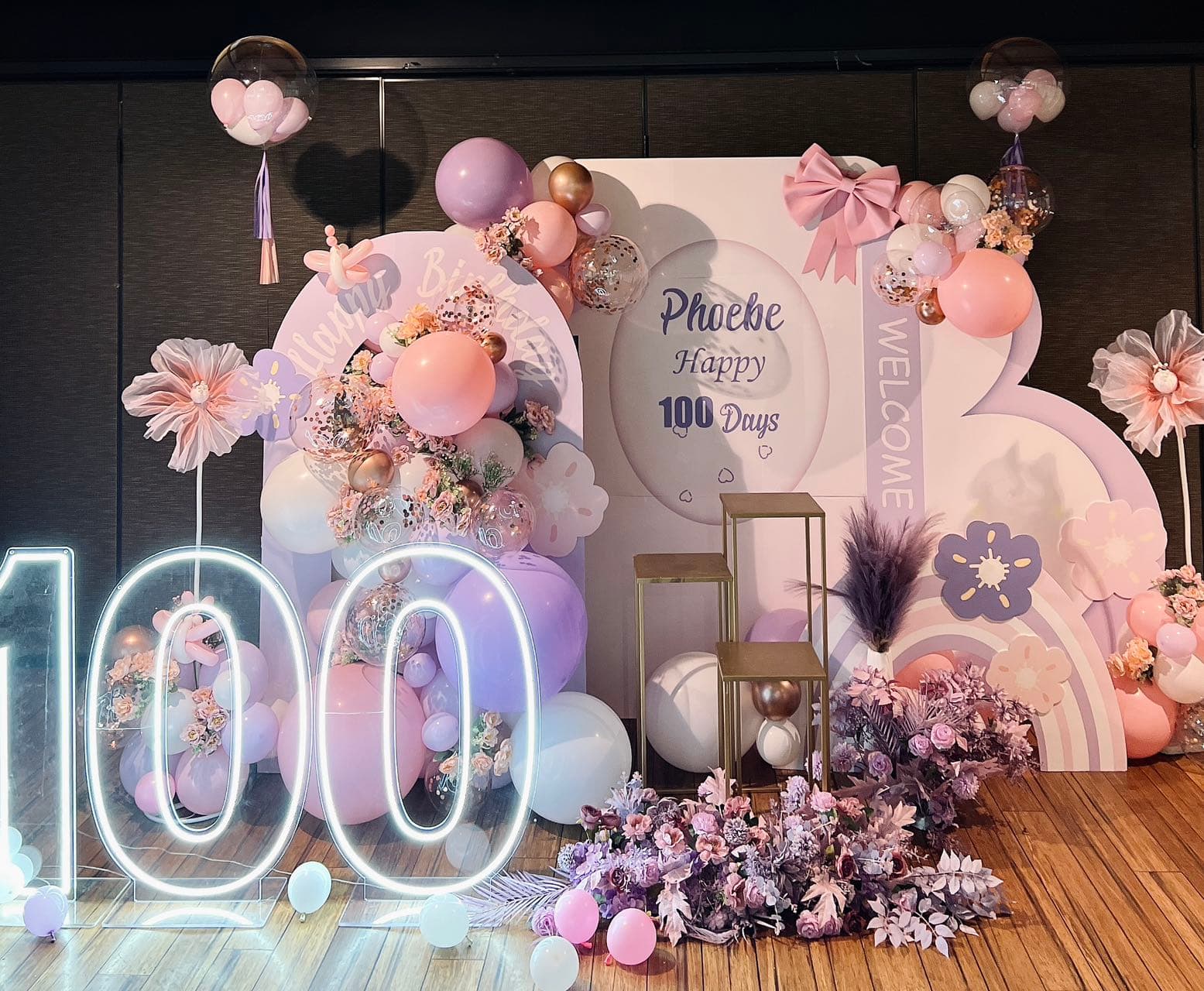 Pink and purple 100 days celebration