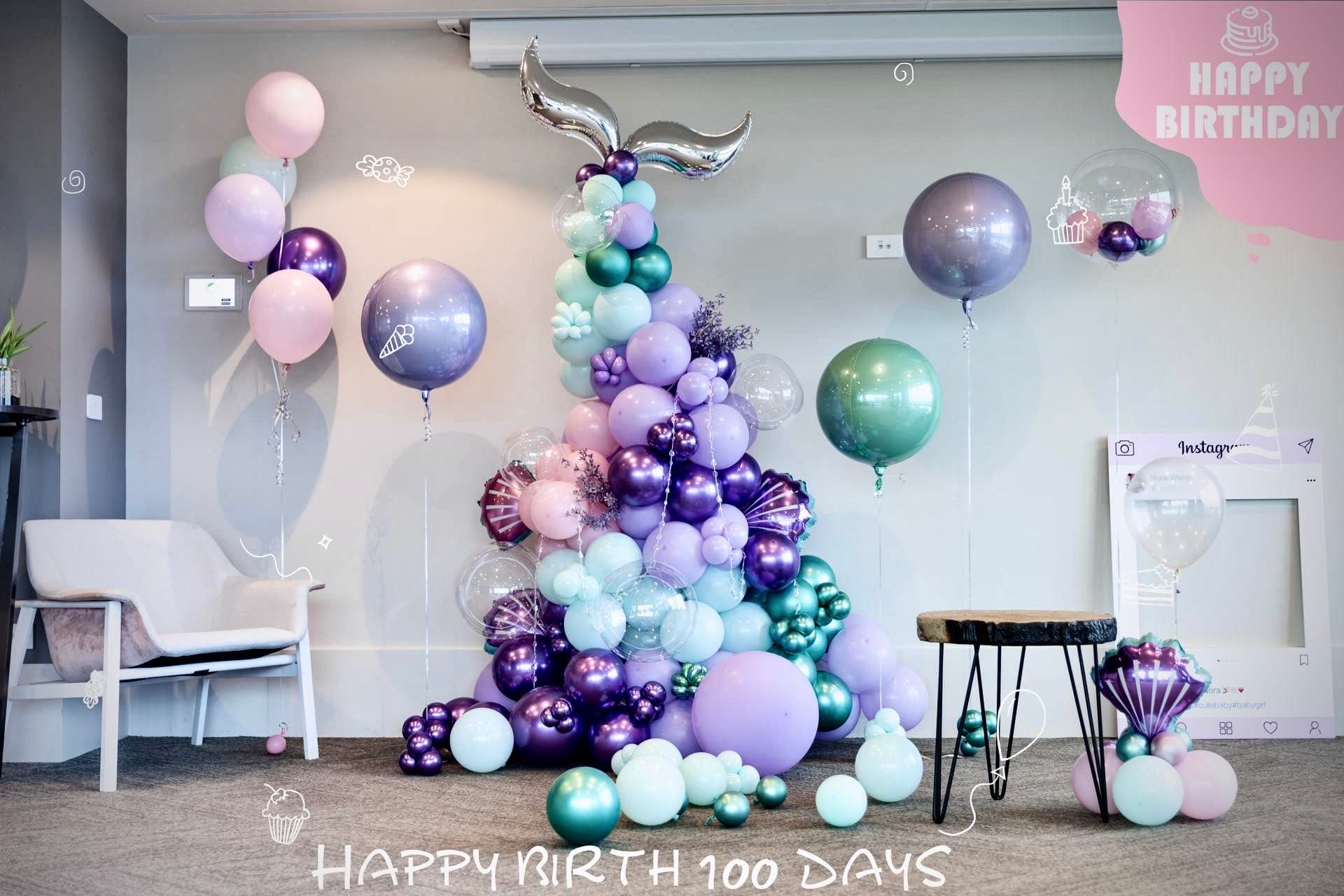 Purple and mint themed 100 days celebration