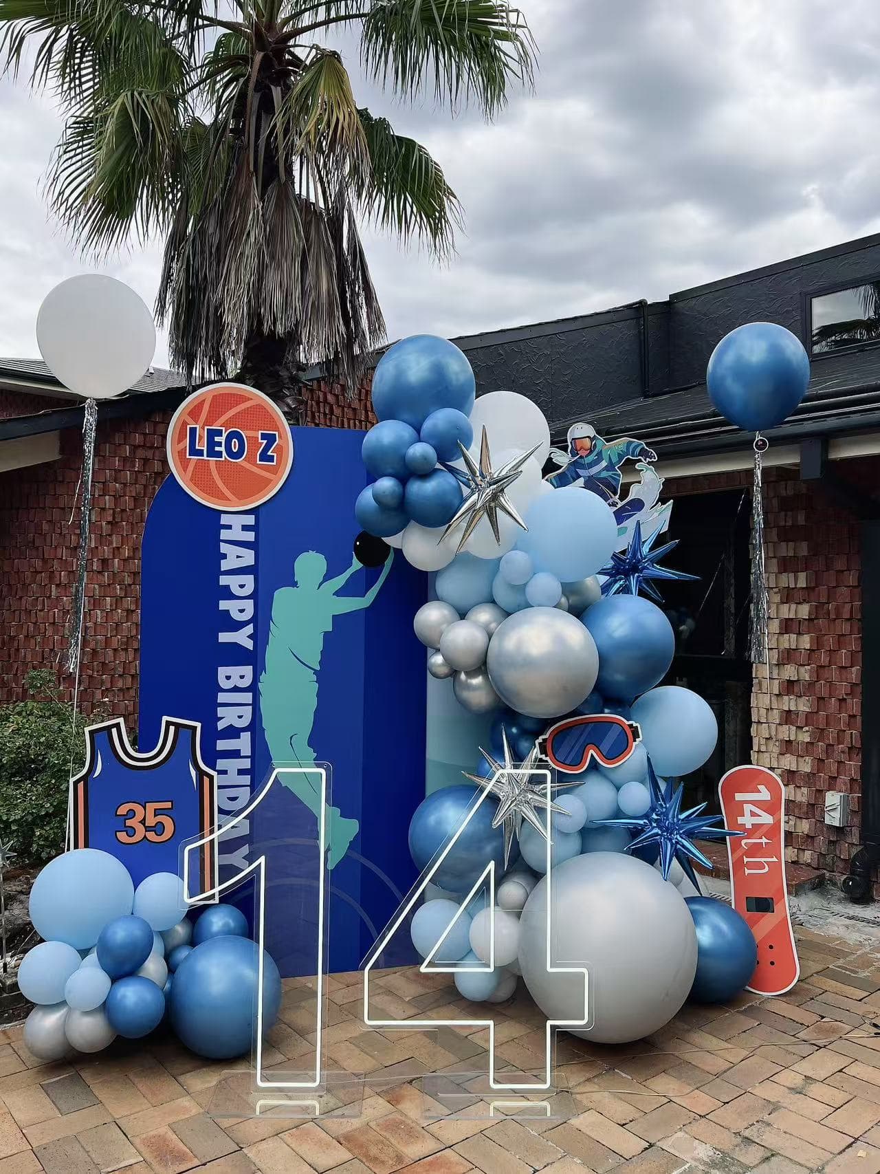 Sports winter themed birthday setup