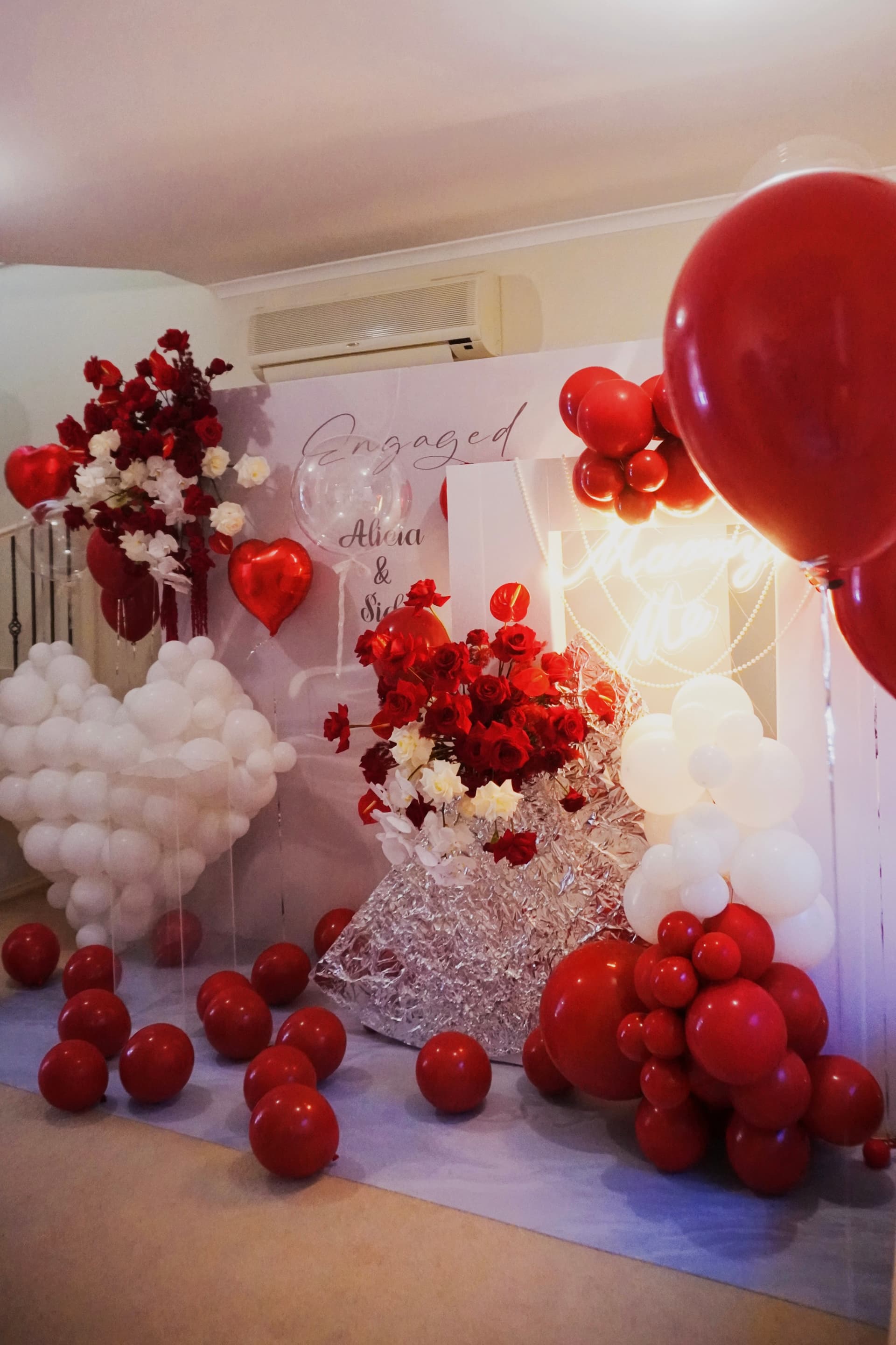 Red and white themed engagement for Alicia and Siu